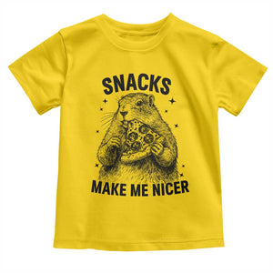 Funny Groundhog Eating Pizza Toddler T Shirt Snacks Make Me Nicer TS14 Daisy Print Your Wear