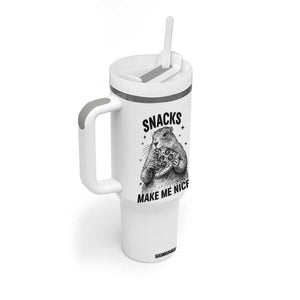 Funny Groundhog Eating Pizza Tumbler With Handle Snacks Make Me Nicer TS14 Print Your Wear