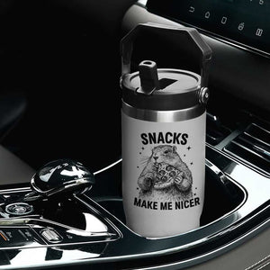 Funny Groundhog Eating Pizza Flip Straw Tumbler Snacks Make Me Nicer TS14 Print Your Wear