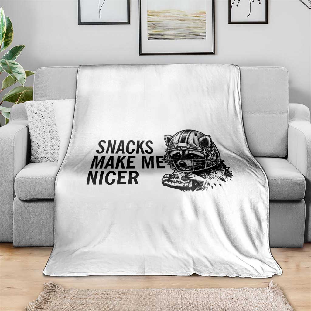 Funny Raccoon Eating Pizza Throw Blanket Snacks Make Me Nicer TS14 Print Your Wear