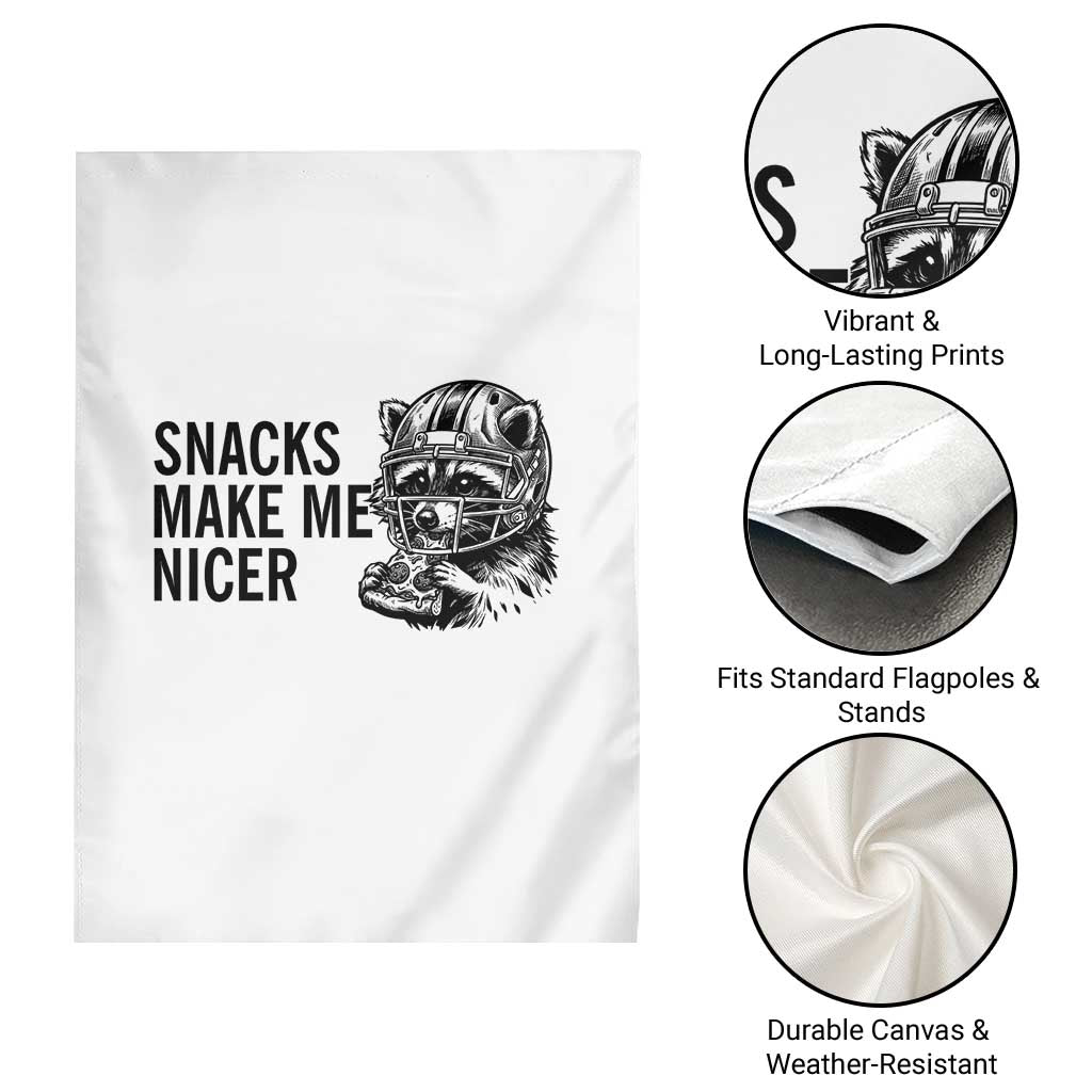 Funny Raccoon Eating Pizza Garden Flag Snacks Make Me Nicer TS14 Print Your Wear