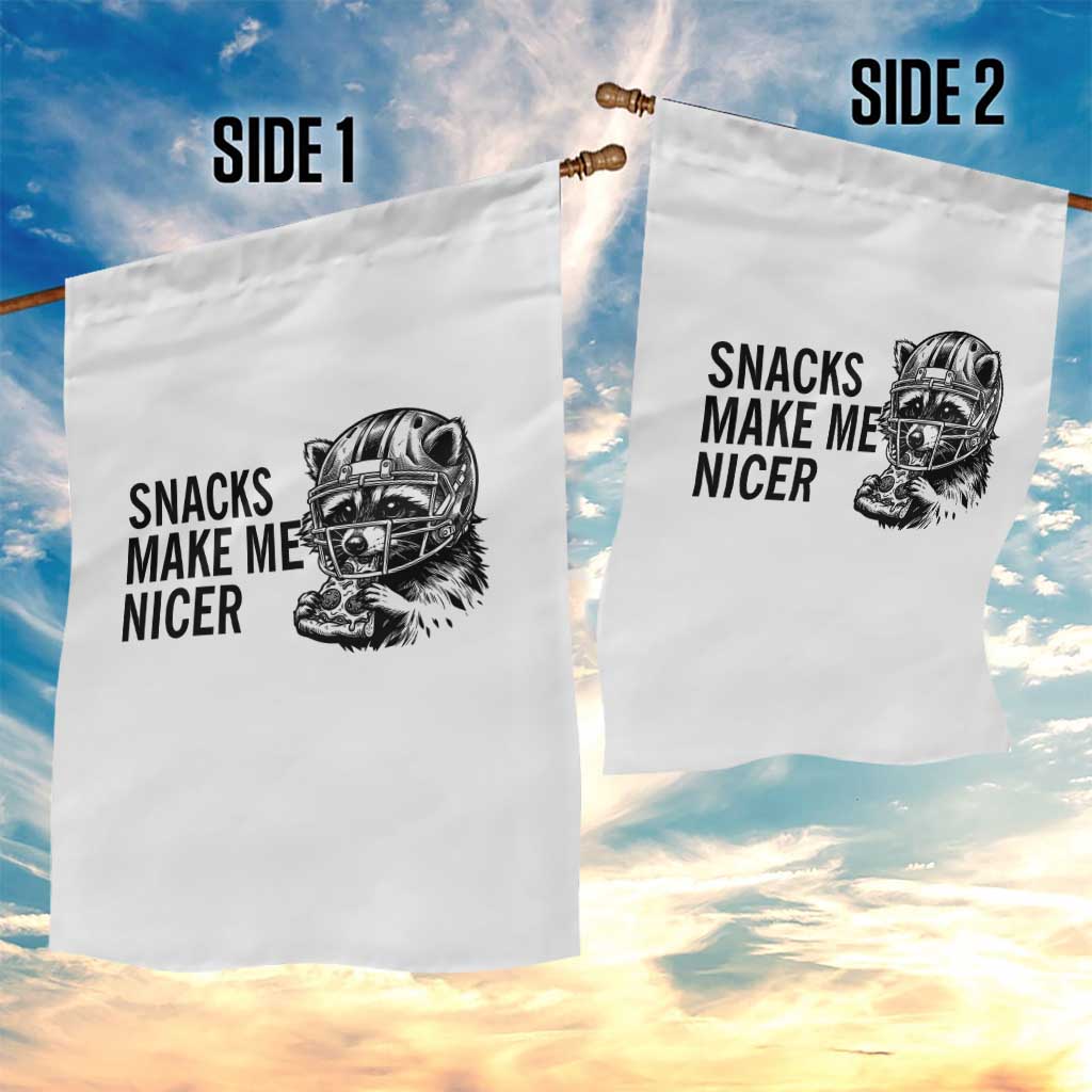 Funny Raccoon Eating Pizza Garden Flag Snacks Make Me Nicer TS14 Print Your Wear