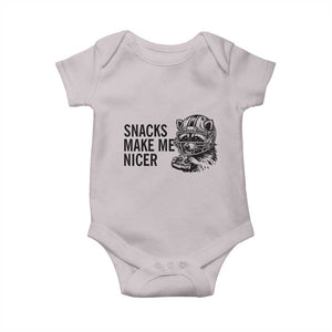 Funny Raccoon Eating Pizza Baby Onesie Snacks Make Me Nicer TS14 Ice Gray Print Your Wear