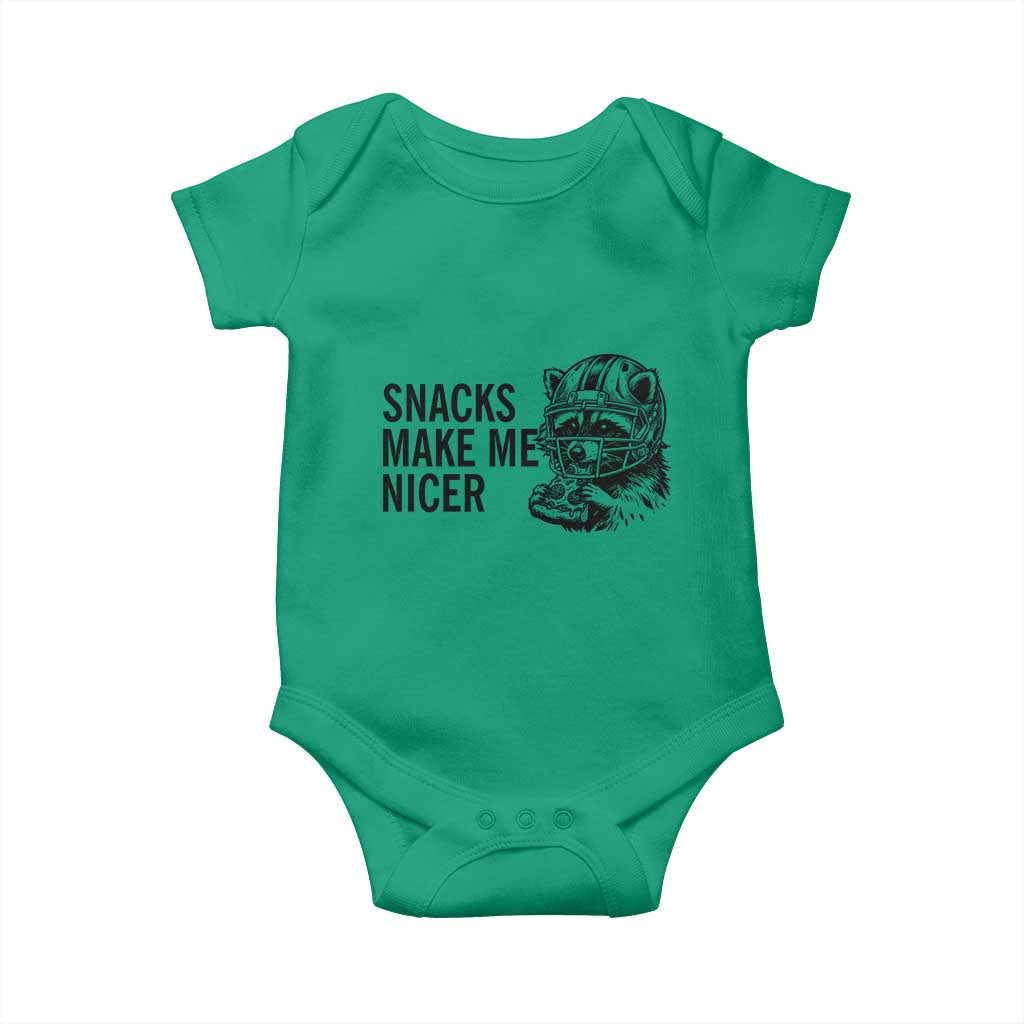 Funny Raccoon Eating Pizza Baby Onesie Snacks Make Me Nicer TS14 Irish Green Print Your Wear