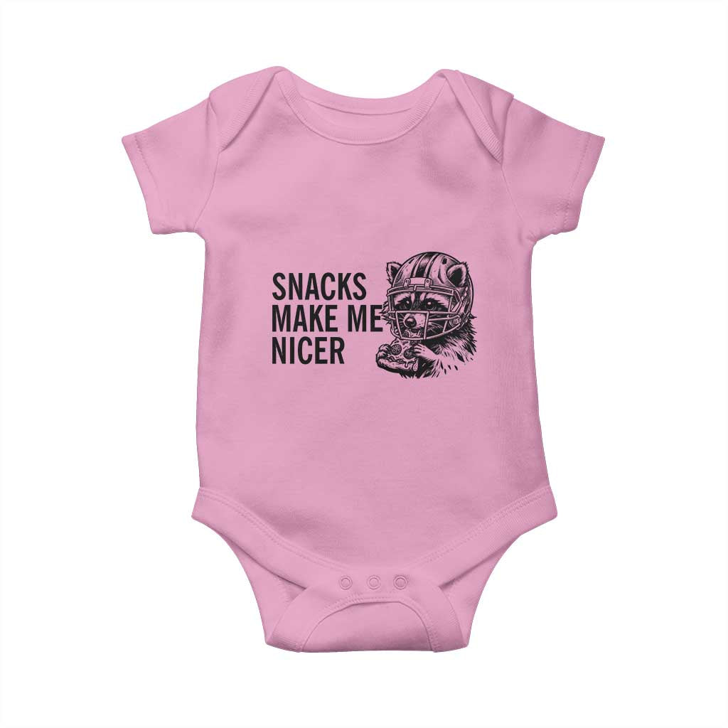 Funny Raccoon Eating Pizza Baby Onesie Snacks Make Me Nicer TS14 Light Pink Print Your Wear