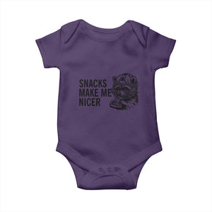 Funny Raccoon Eating Pizza Baby Onesie Snacks Make Me Nicer TS14 Purple Print Your Wear