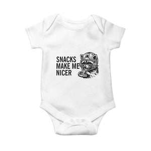 Funny Raccoon Eating Pizza Baby Onesie Snacks Make Me Nicer TS14 White Print Your Wear