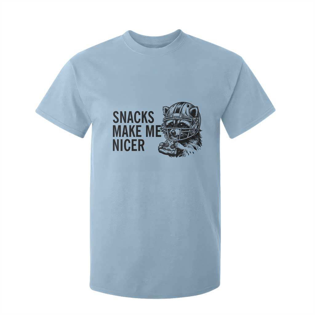 Funny Raccoon Eating Pizza T Shirt For Kid Snacks Make Me Nicer TS14 Light Blue Print Your Wear