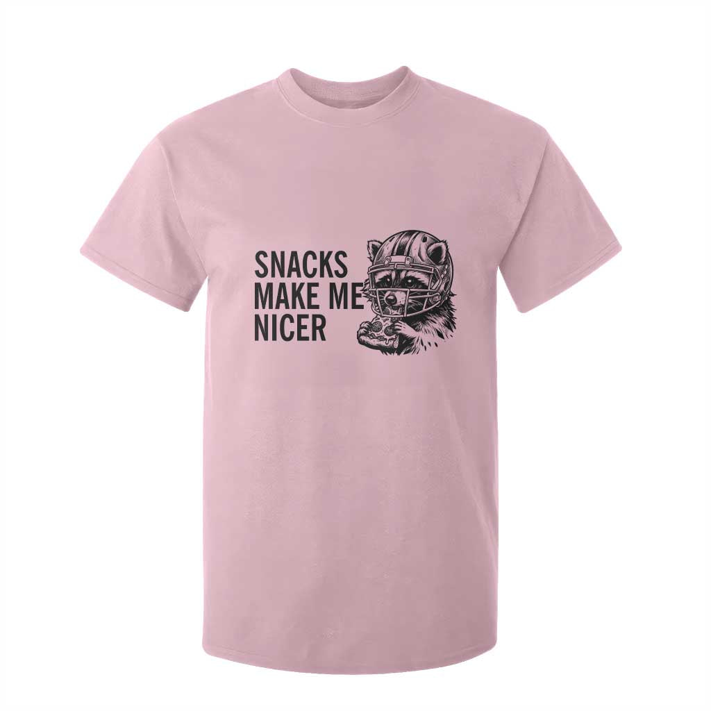 Funny Raccoon Eating Pizza T Shirt For Kid Snacks Make Me Nicer TS14 Light Pink Print Your Wear