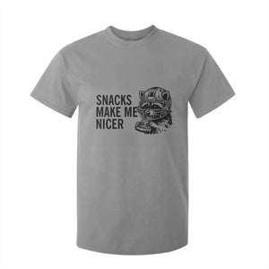 Funny Raccoon Eating Pizza T Shirt For Kid Snacks Make Me Nicer TS14 Sport Gray Print Your Wear