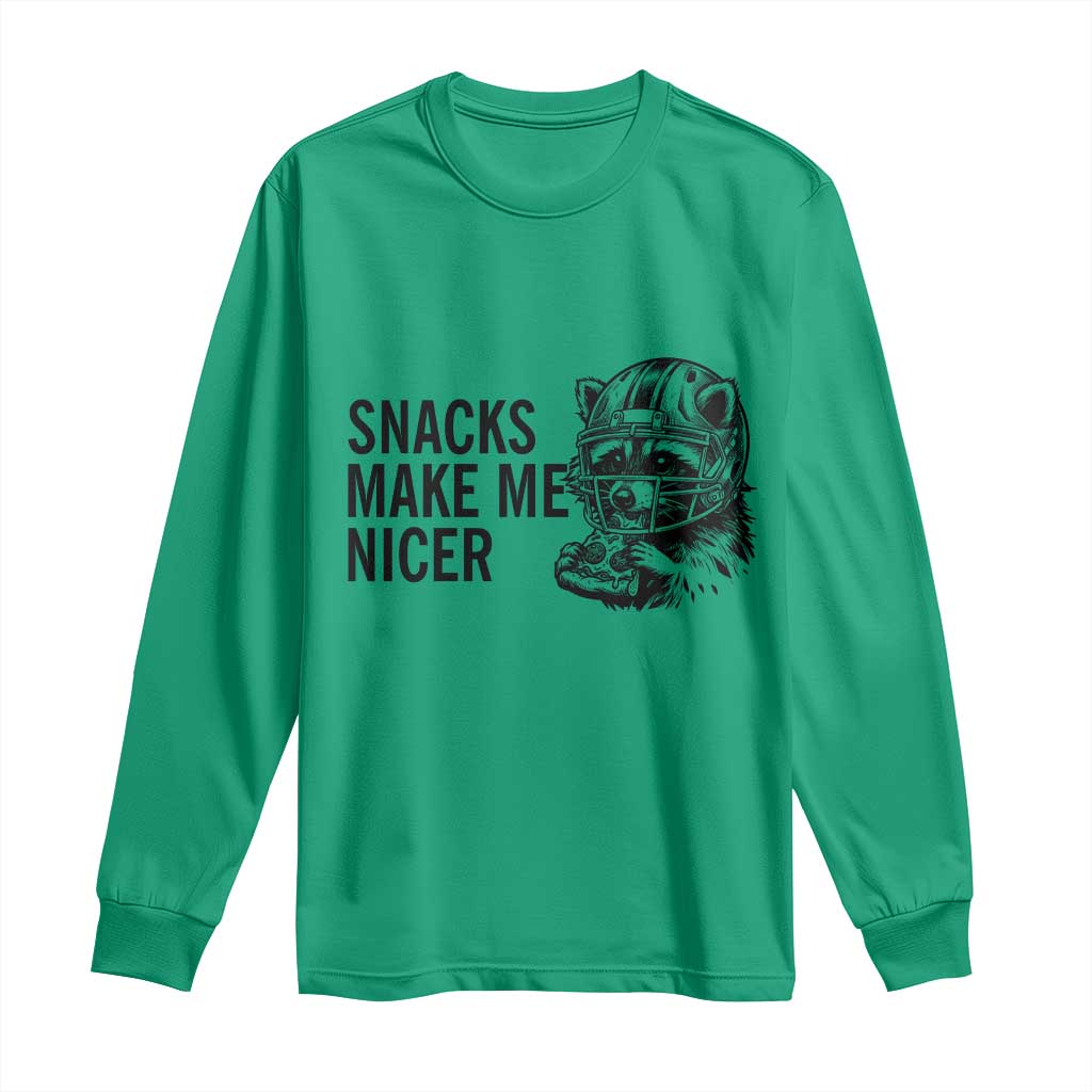 Funny Raccoon Eating Pizza Long Sleeve Shirt Snacks Make Me Nicer TS14 Irish Green Print Your Wear