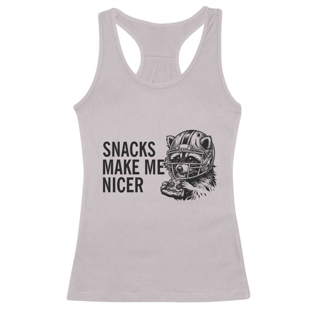 Funny Raccoon Eating Pizza Racerback Tank Top Snacks Make Me Nicer TS14 Ice Gray Print Your Wear