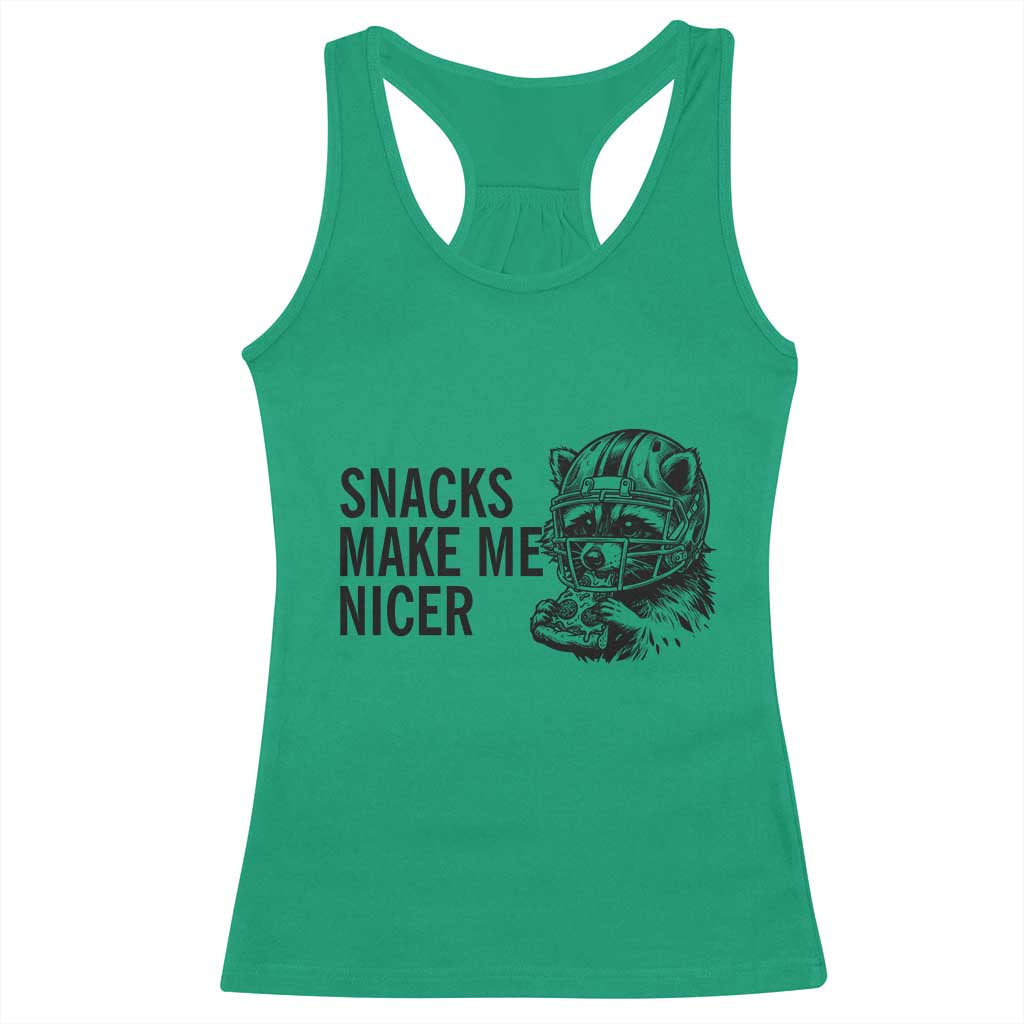 Funny Raccoon Eating Pizza Racerback Tank Top Snacks Make Me Nicer TS14 Irish Green Print Your Wear