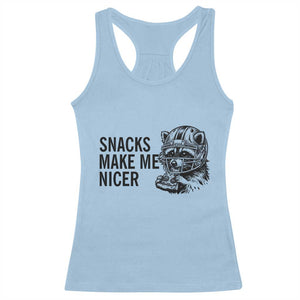 Funny Raccoon Eating Pizza Racerback Tank Top Snacks Make Me Nicer TS14 Light Blue Print Your Wear