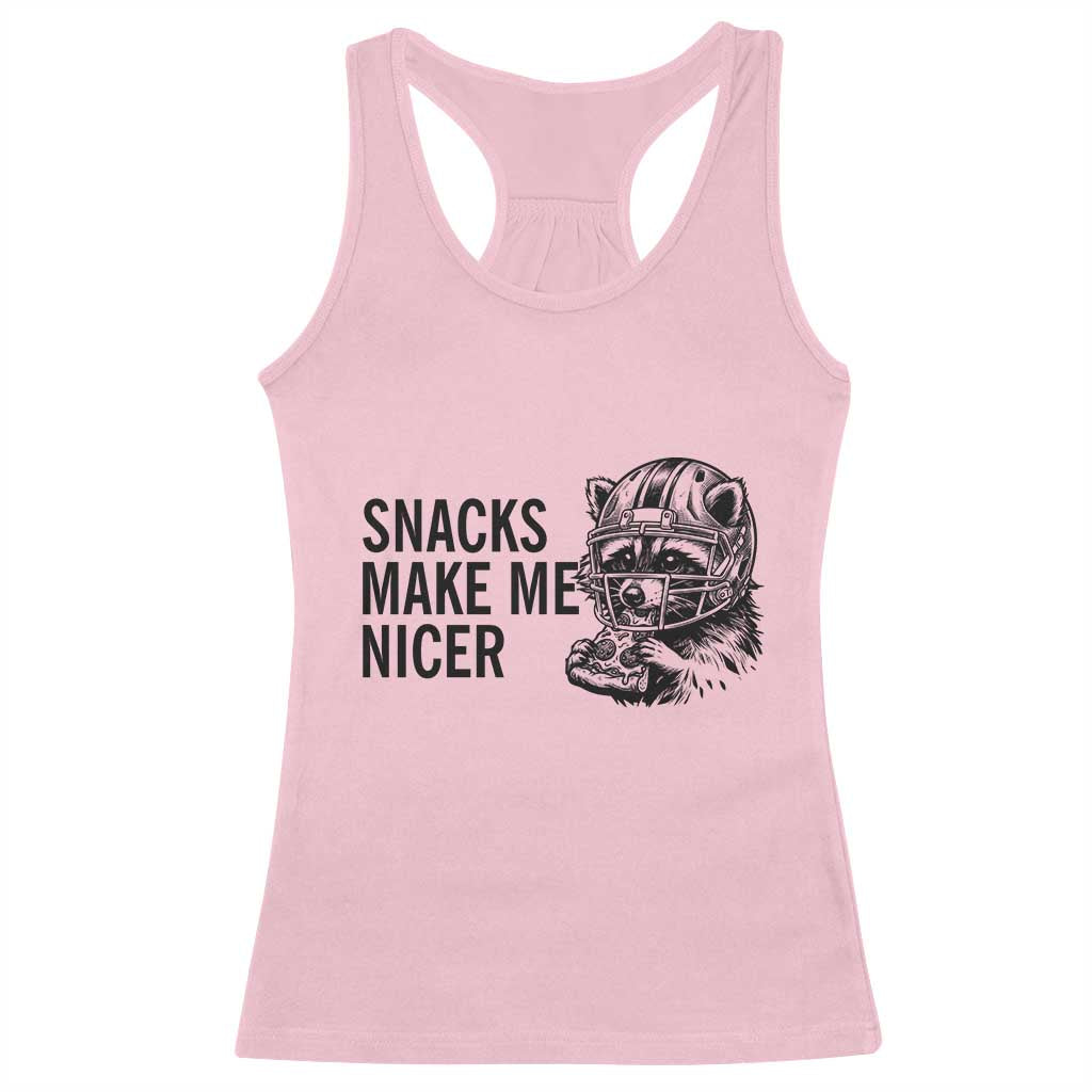 Funny Raccoon Eating Pizza Racerback Tank Top Snacks Make Me Nicer TS14 Light Pink Print Your Wear