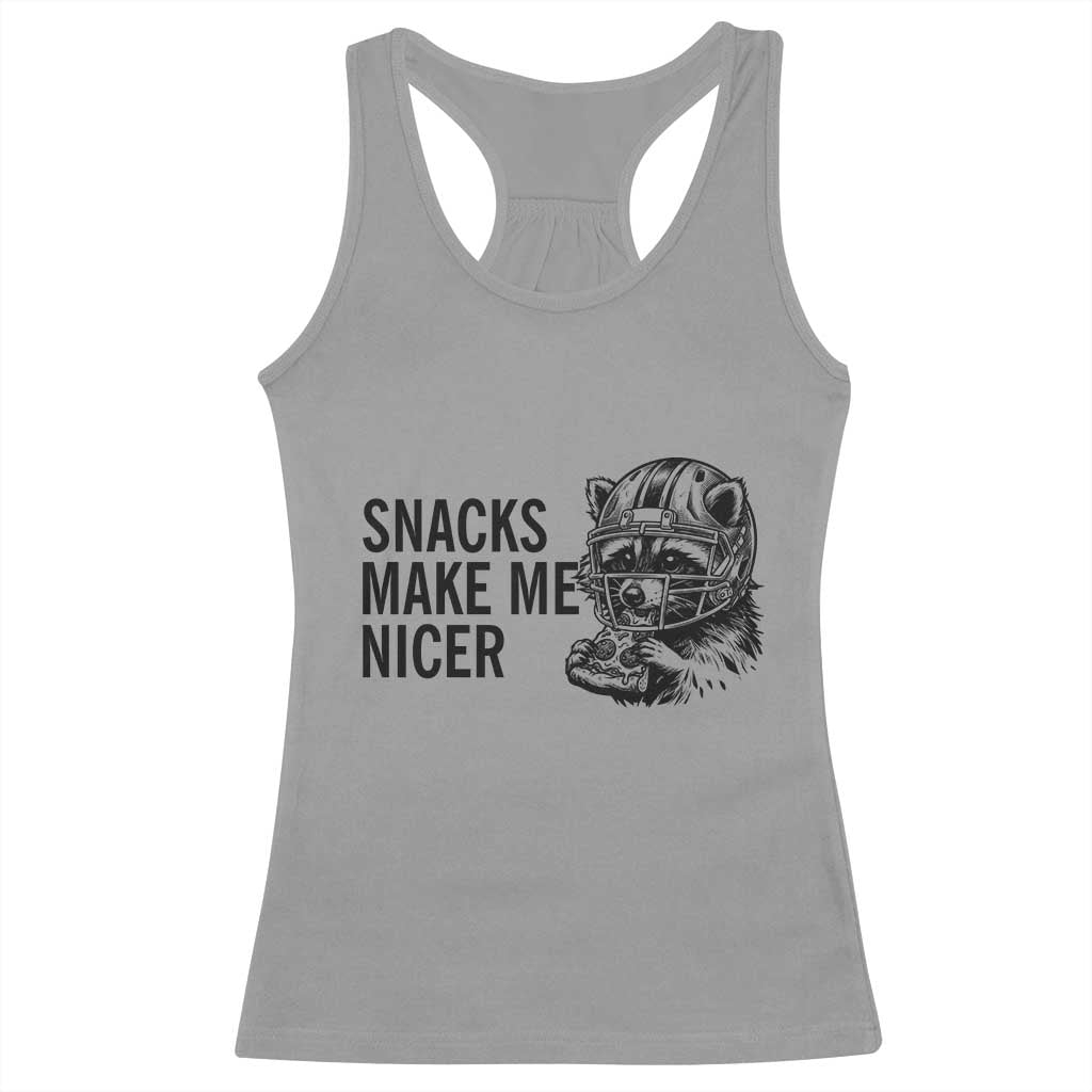 Funny Raccoon Eating Pizza Racerback Tank Top Snacks Make Me Nicer TS14 Sport Gray Print Your Wear