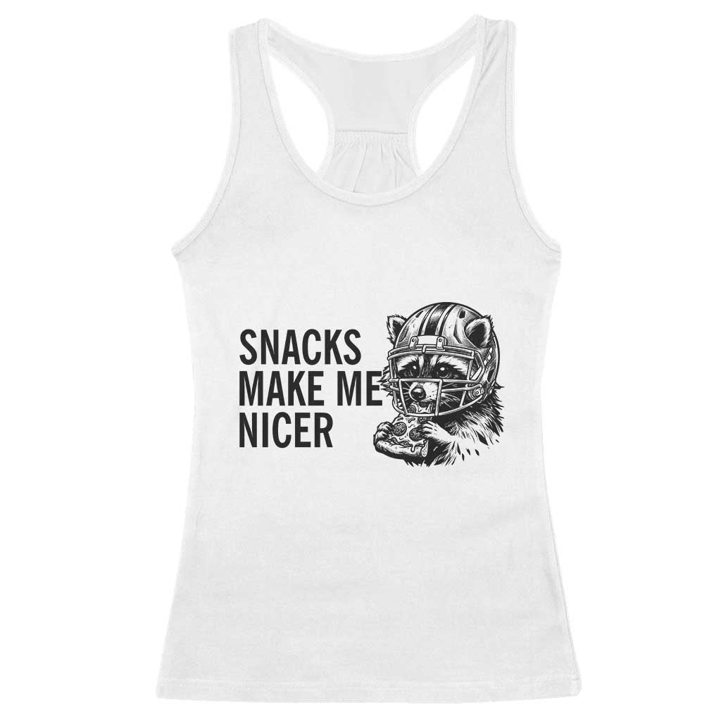 Funny Raccoon Eating Pizza Racerback Tank Top Snacks Make Me Nicer TS14 White Print Your Wear