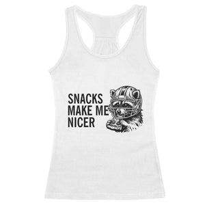 Funny Raccoon Eating Pizza Racerback Tank Top Snacks Make Me Nicer TS14 White Print Your Wear