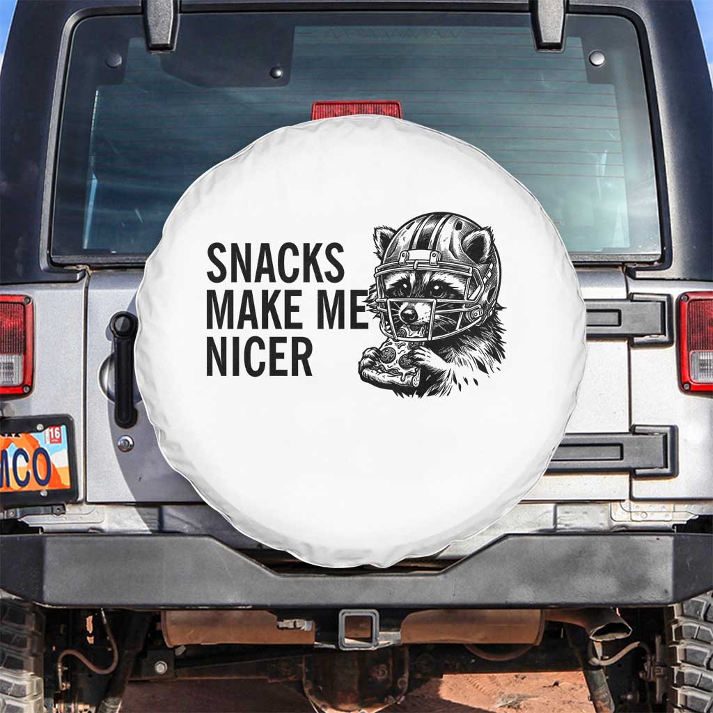 Funny Raccoon Eating Pizza Spare Tire Cover Snacks Make Me Nicer TS14 No hole White Print Your Wear