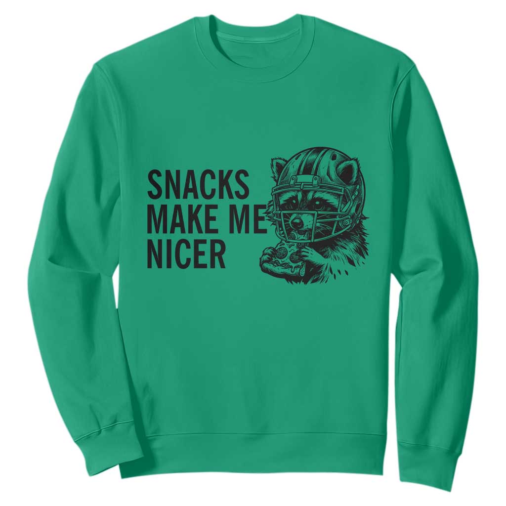 Funny Raccoon Eating Pizza Sweatshirt Snacks Make Me Nicer TS14 Irish Green Print Your Wear
