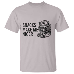 Funny Raccoon Eating Pizza T Shirt Snacks Make Me Nicer TS14 Ice Gray Print Your Wear