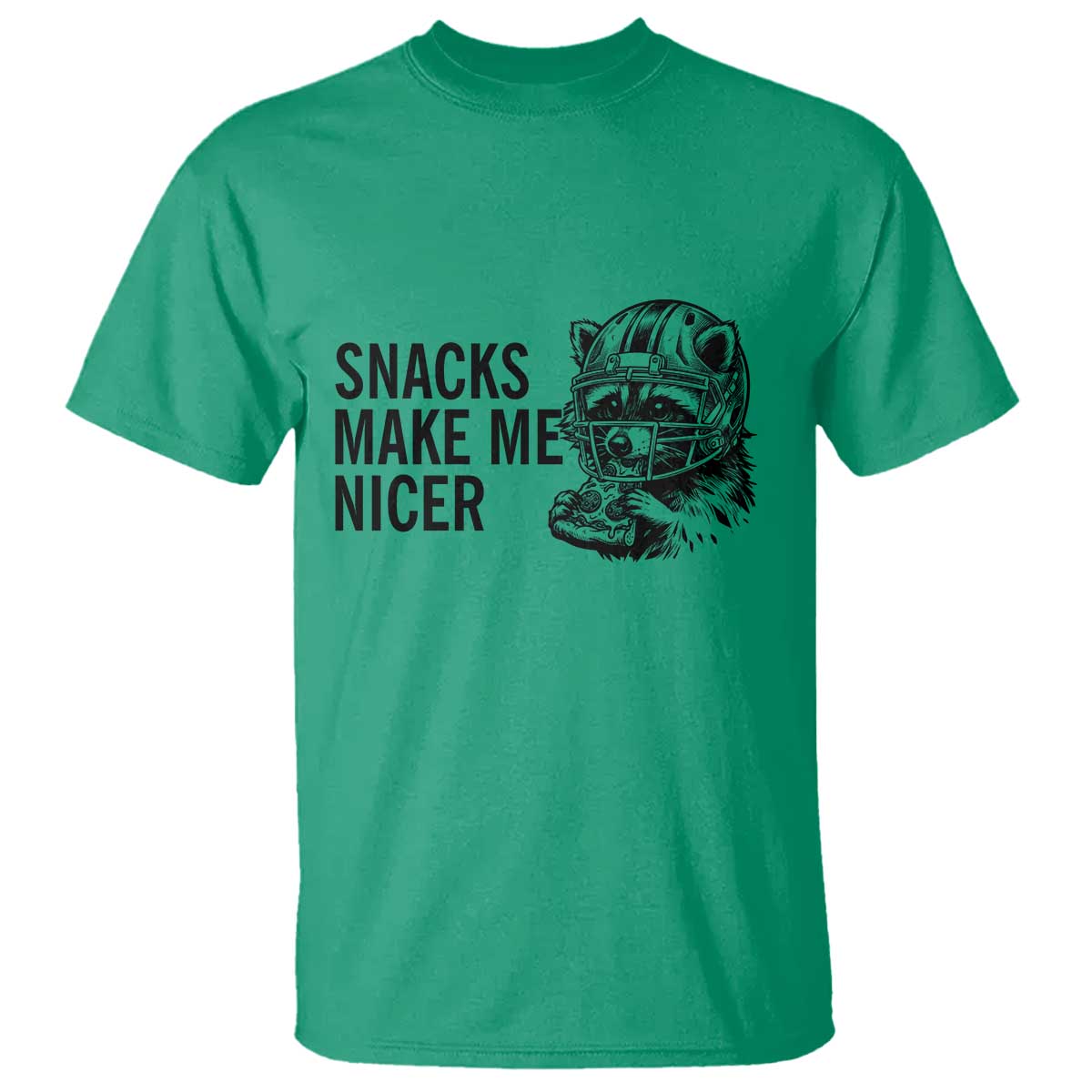 Funny Raccoon Eating Pizza T Shirt Snacks Make Me Nicer TS14 Irish Green Print Your Wear