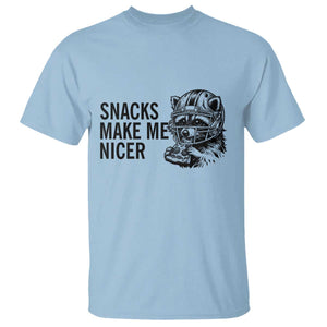Funny Raccoon Eating Pizza T Shirt Snacks Make Me Nicer TS14 Light Blue Print Your Wear