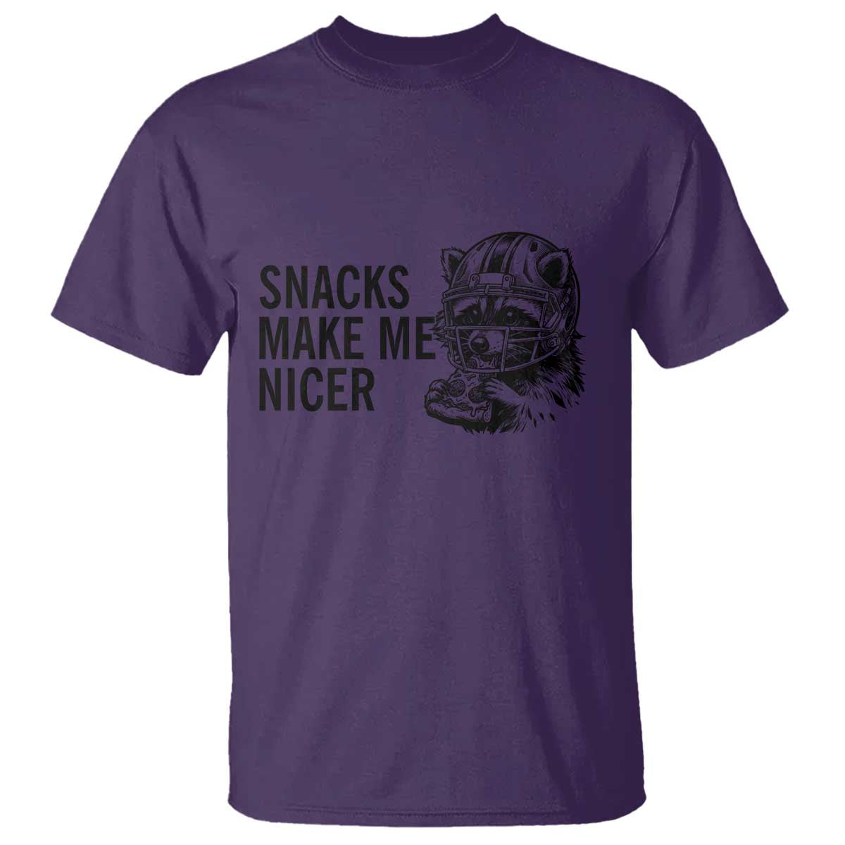 Funny Raccoon Eating Pizza T Shirt Snacks Make Me Nicer TS14 Purple Print Your Wear