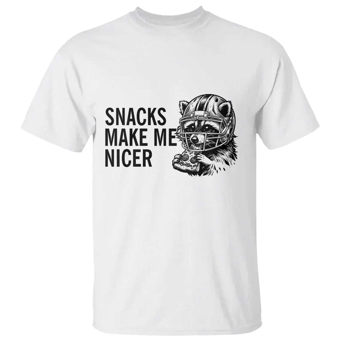 Funny Raccoon Eating Pizza T Shirt Snacks Make Me Nicer TS14 White Print Your Wear
