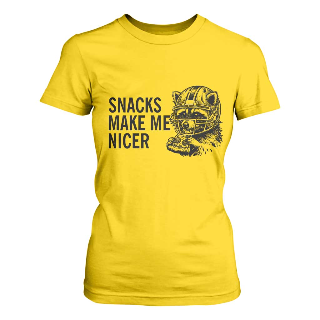 Funny Raccoon Eating Pizza T Shirt For Women Snacks Make Me Nicer TS14 Daisy Print Your Wear