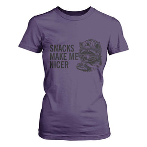 Funny Raccoon Eating Pizza T Shirt For Women Snacks Make Me Nicer TS14 Purple Print Your Wear