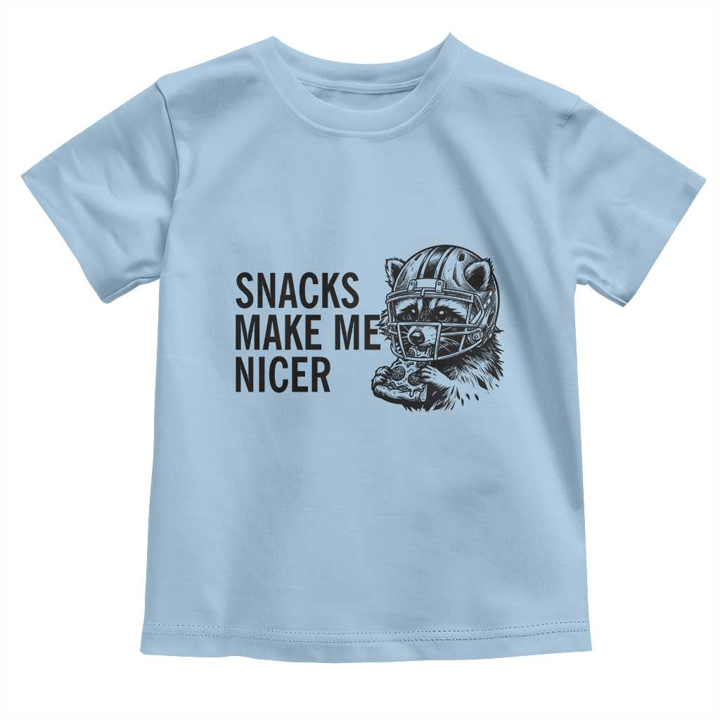 Funny Raccoon Eating Pizza Toddler T Shirt Snacks Make Me Nicer TS14 Light Blue Print Your Wear