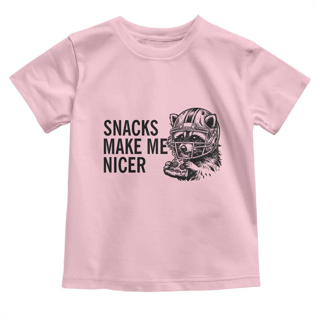 Funny Raccoon Eating Pizza Toddler T Shirt Snacks Make Me Nicer TS14 Light Pink Print Your Wear