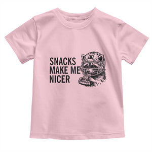 Funny Raccoon Eating Pizza Toddler T Shirt Snacks Make Me Nicer TS14 Light Pink Print Your Wear