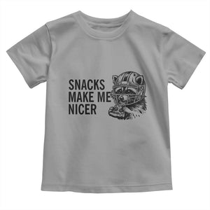 Funny Raccoon Eating Pizza Toddler T Shirt Snacks Make Me Nicer TS14 Sport Gray Print Your Wear