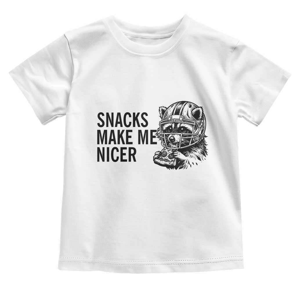 Funny Raccoon Eating Pizza Toddler T Shirt Snacks Make Me Nicer TS14 White Print Your Wear
