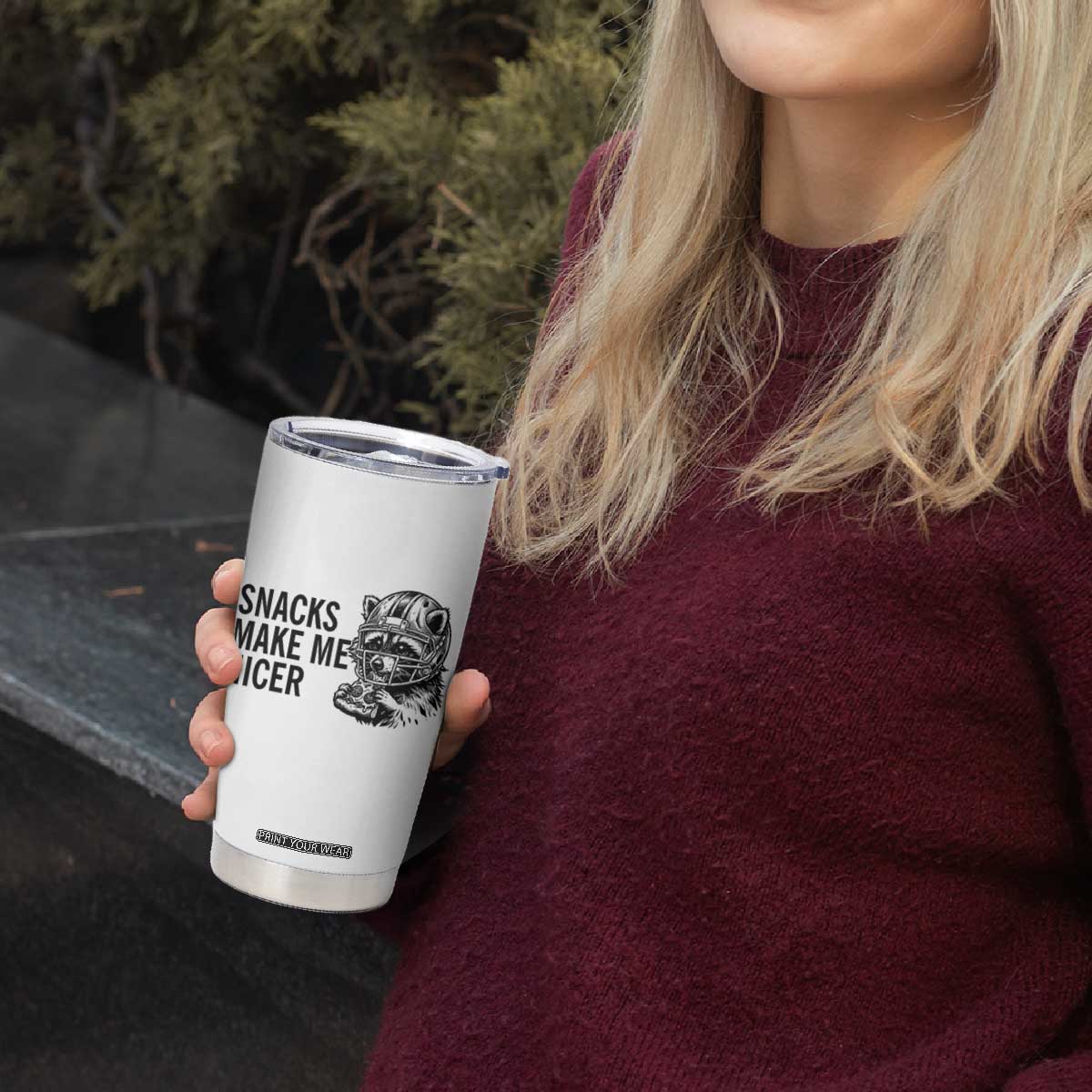 Funny Raccoon Eating Pizza Tumbler Cup Snacks Make Me Nicer TS14 Print Your Wear