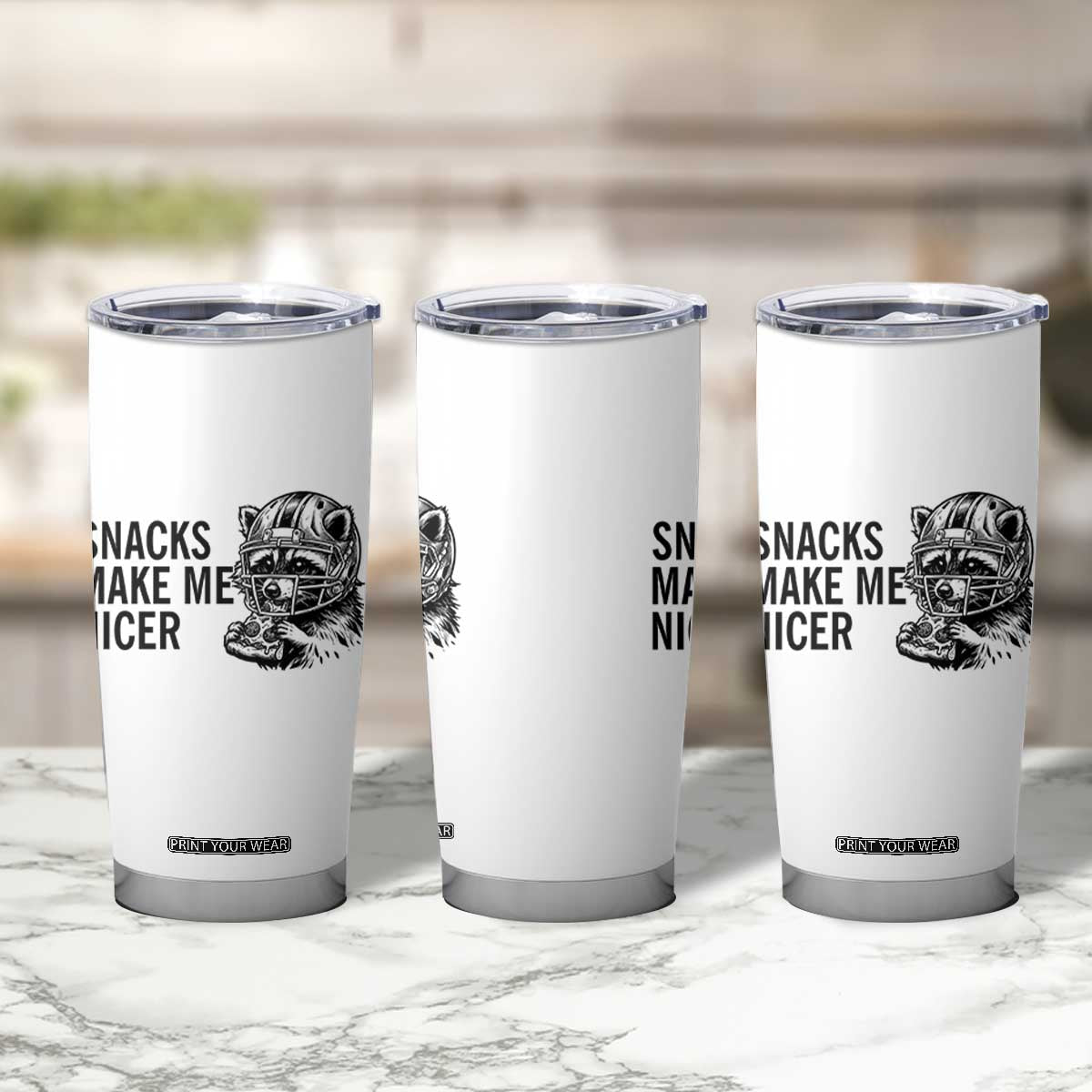 Funny Raccoon Eating Pizza Tumbler Cup Snacks Make Me Nicer TS14 Print Your Wear