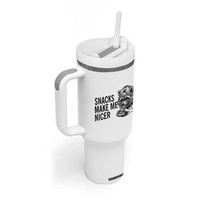 Funny Raccoon Eating Pizza Tumbler With Handle Snacks Make Me Nicer TS14 Print Your Wear