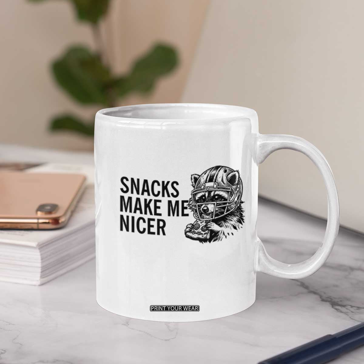 Funny Raccoon Eating Pizza Coffee Mug Snacks Make Me Nicer TS14 Print Your Wear