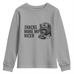 Funny Raccoon Eating Pizza Youth Sweatshirt Snacks Make Me Nicer TS14 Sport Gray Print Your Wear