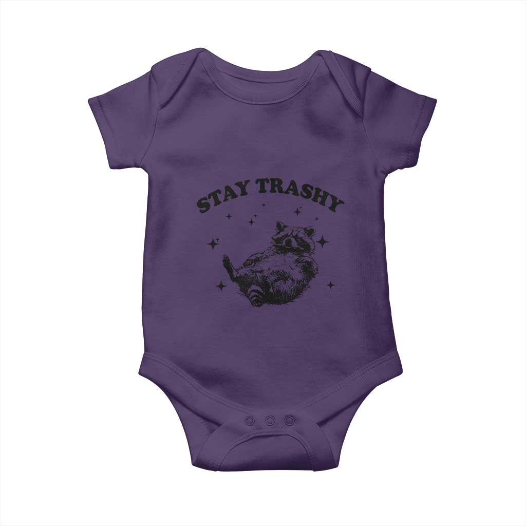 Funny Raccoon Meme Baby Onesie Stay Trashy TS14 Purple Print Your Wear