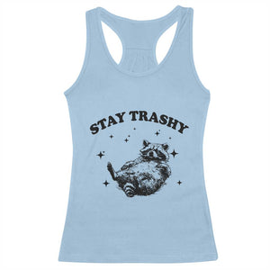 Funny Raccoon Meme Racerback Tank Top Stay Trashy TS14 Light Blue Print Your Wear