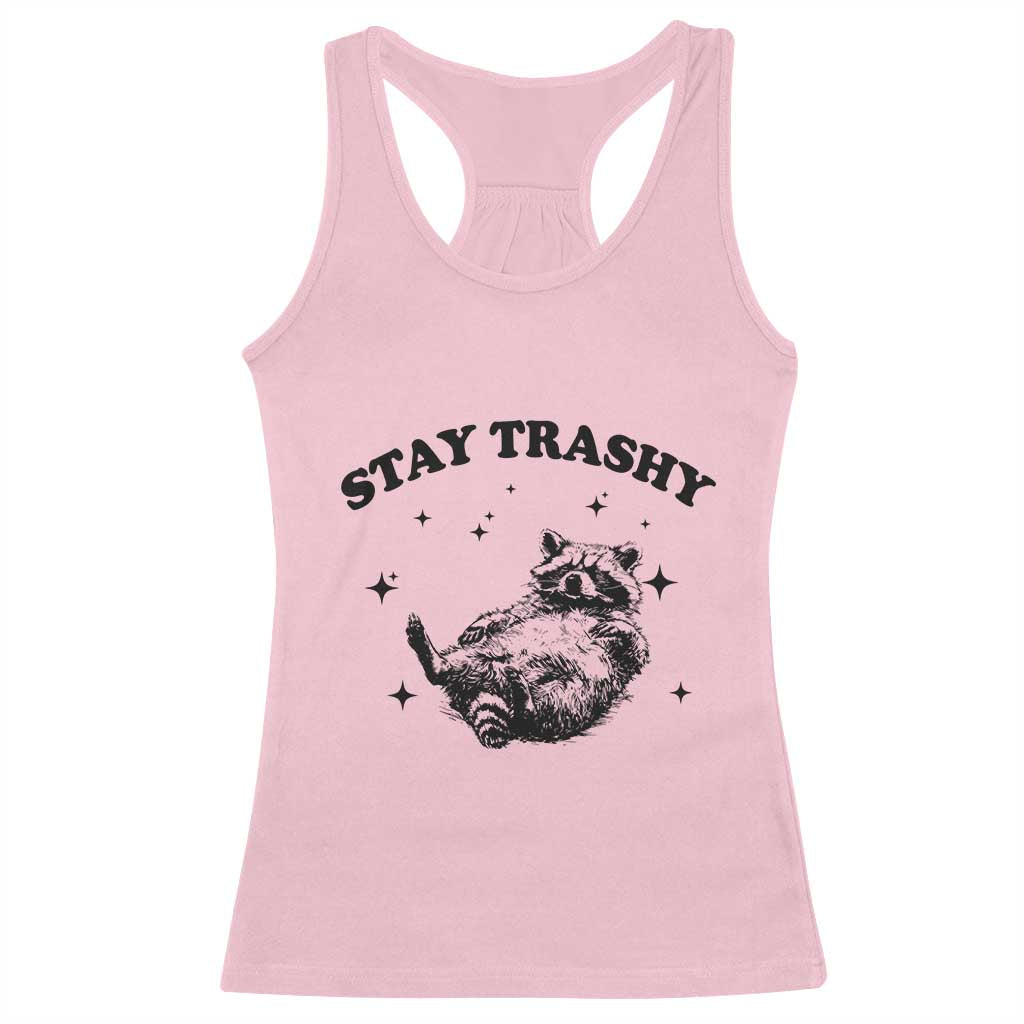Funny Raccoon Meme Racerback Tank Top Stay Trashy TS14 Light Pink Print Your Wear