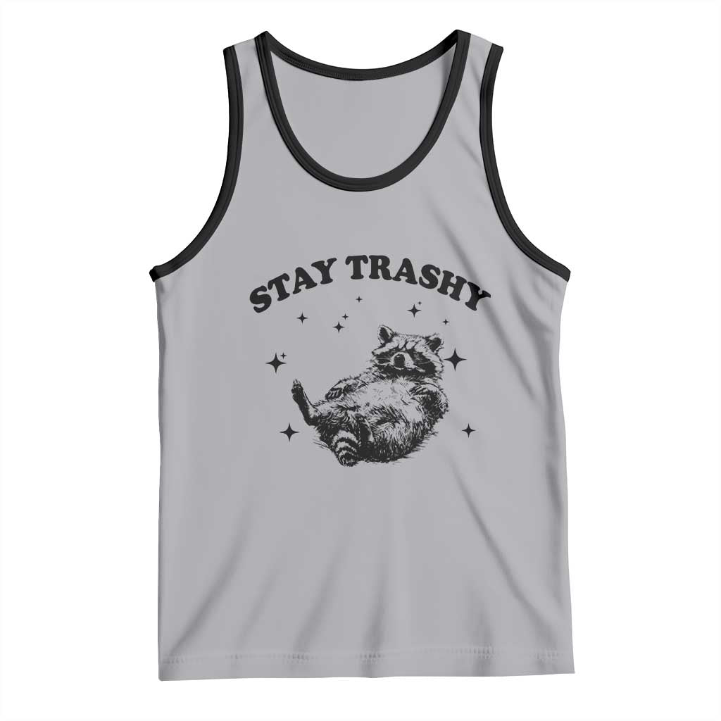Funny Raccoon Meme Tank Top Stay Trashy TS14 Athletic Heather Black Print Your Wear