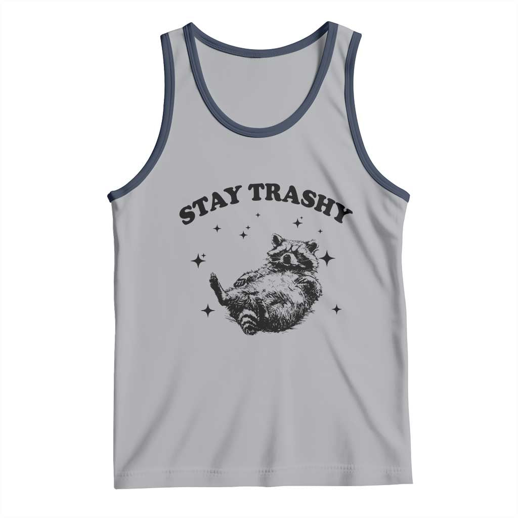 Funny Raccoon Meme Tank Top Stay Trashy TS14 Athletic Heather Navy Print Your Wear