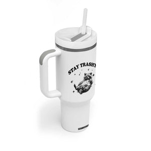 Funny Raccoon Meme Tumbler With Handle Stay Trashy TS14 Print Your Wear