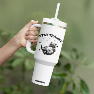 Funny Raccoon Meme Tumbler With Handle Stay Trashy TS14 Print Your Wear