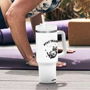 Funny Raccoon Meme Tumbler With Handle Stay Trashy TS14 Print Your Wear