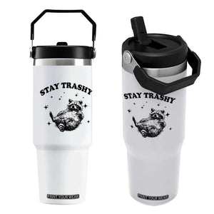Funny Raccoon Meme Flip Straw Tumbler Stay Trashy TS14 One Size: 30 oz White Print Your Wear
